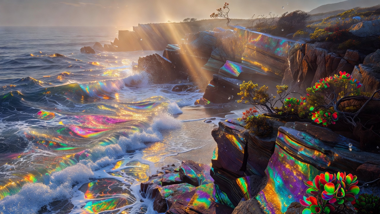 Hyper realistic chromatic render demonstrating Midjourney v7 engine output